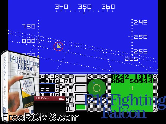F-16 Fighter Sega Master System game showing 3D box cover and gameplay screenshot
