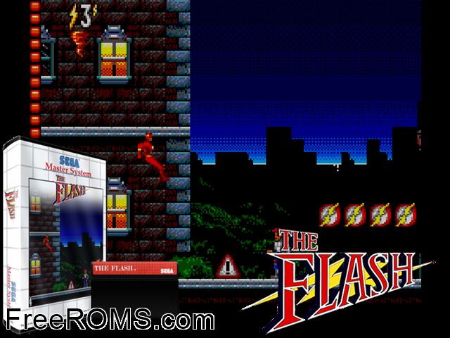 Flash Sega Master System game showing 3D box cover and gameplay screenshot