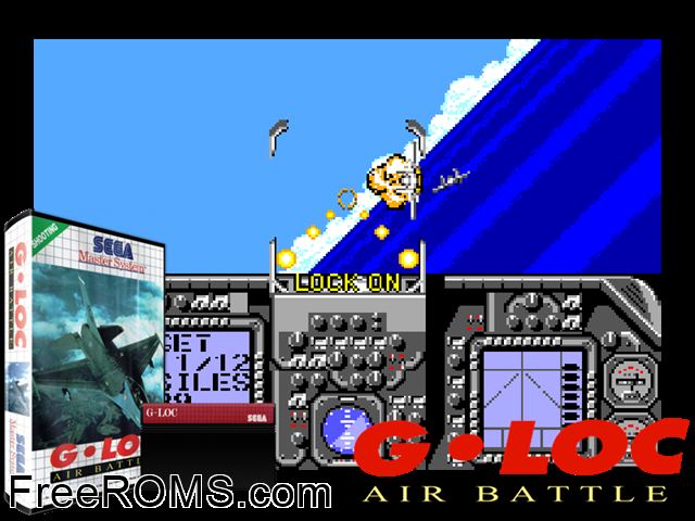 G-Loc Air Battle Sega Master System game showing 3D box cover and gameplay screenshot