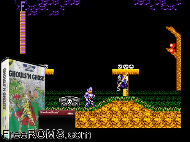 Ghouls'n Ghosts Sega Master System game showing 3D box cover and gameplay screenshot