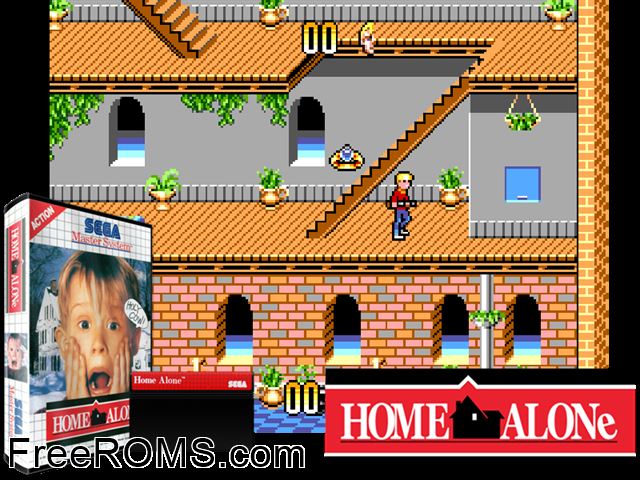 Home Alone Sega Master System game showing 3D box cover and gameplay screenshot