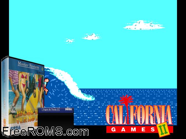 Jogos de Verao 2 Sega Master System game showing 3D box cover and gameplay screenshot