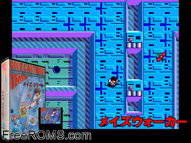 Maze Walker Sega Master System game showing 3D box cover and gameplay screenshot