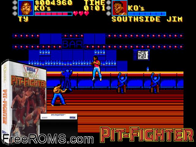 Pit Fighter Sega Master System game showing 3D box cover and gameplay screenshot