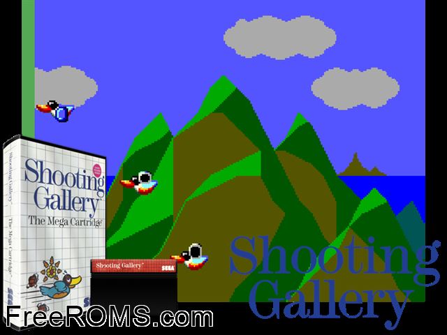 Shooting Gallery Sega Master System game showing 3D box cover and gameplay screenshot