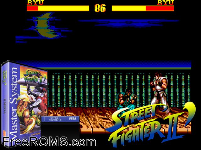 Street Fighter II Sega Master System game showing 3D box cover and gameplay screenshot