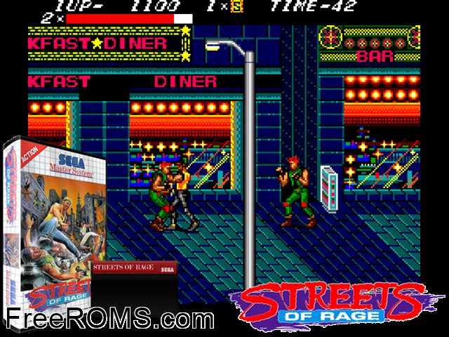 Streets of Rage Sega Master System game showing 3D box cover and gameplay screenshot