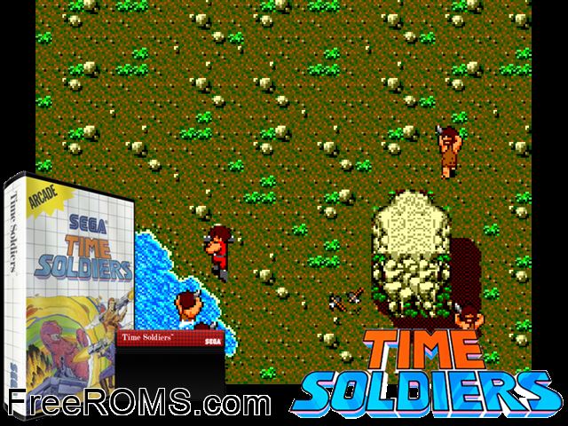 Time Soldiers Sega Master System game showing 3D box cover and gameplay screenshot