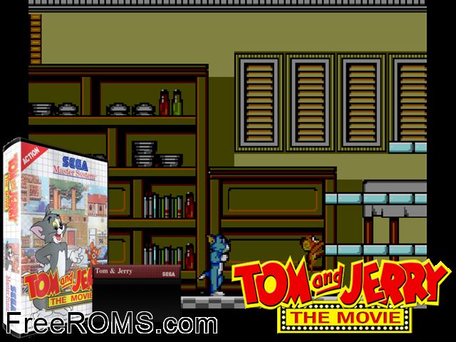 Tom and Jerry - the Movie Sega Master System game showing 3D box cover and gameplay screenshot