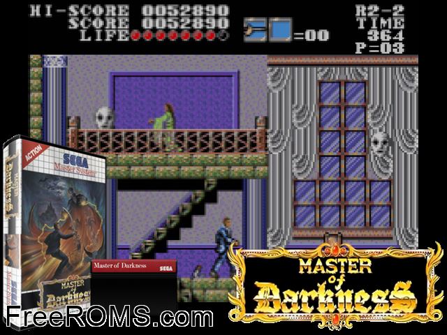 Vampire Sega Master System game showing 3D box cover and gameplay screenshot