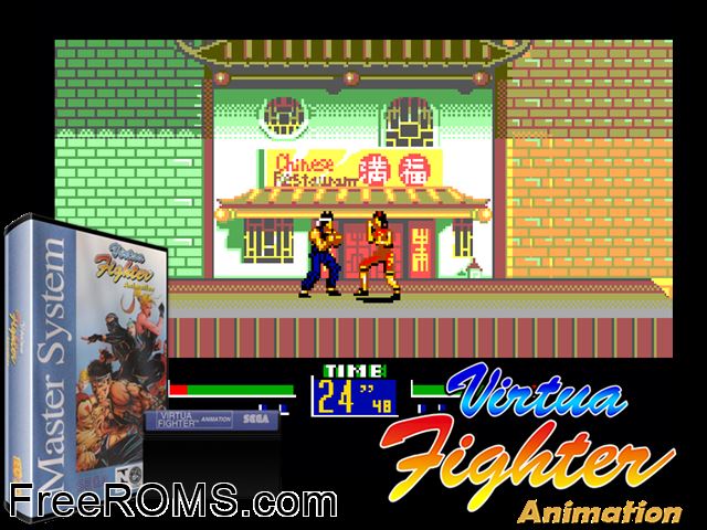 Virtua Fighter Animation Sega Master System game showing 3D box cover and gameplay screenshot