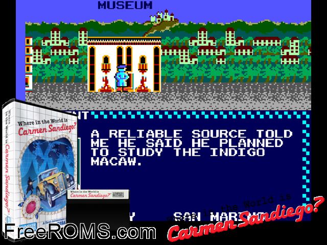 Where in the World is Carmen Sandiego Sega Master System game showing 3D box cover and gameplay screenshot