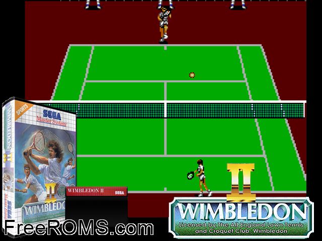 Wimbledon 2 Sega Master System game showing 3D box cover and gameplay screenshot
