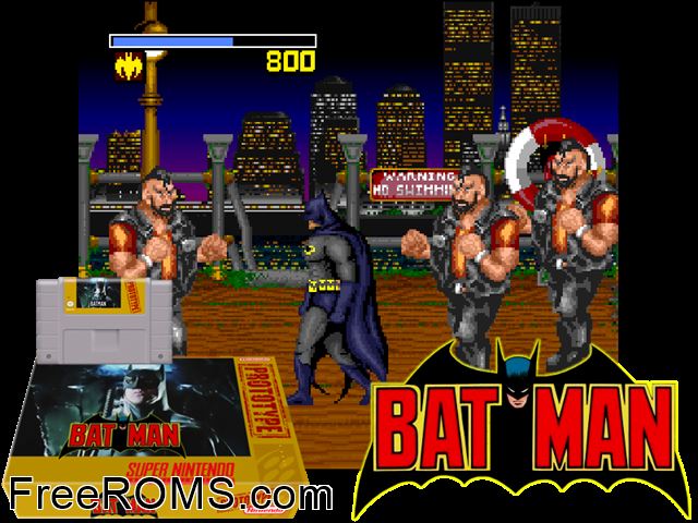 Batman SNES game showing 3D box cover and gameplay screenshot