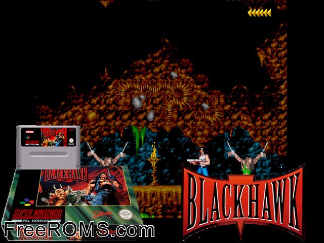 Blackthorne SNES game showing 3D box cover and gameplay screenshot