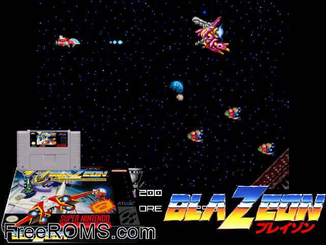 Blazeon SNES game showing 3D box cover and gameplay screenshot