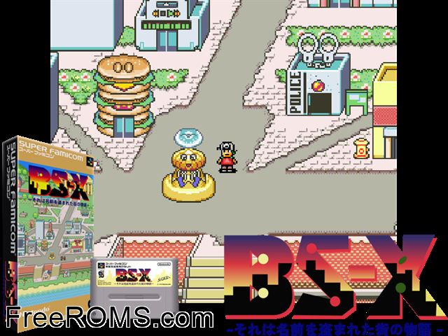 BS-X BIOS SNES game showing 3D box cover and gameplay screenshot