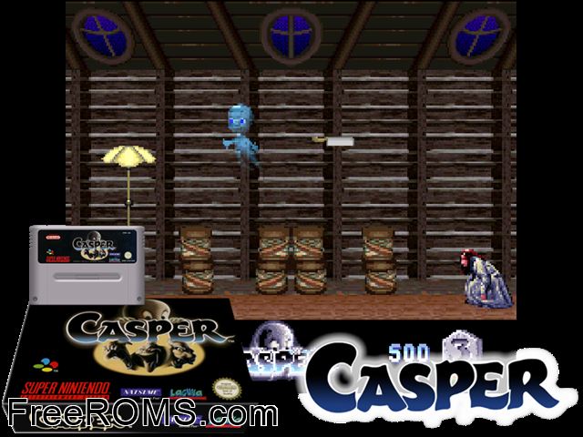 Casper SNES game showing 3D box cover and gameplay screenshot