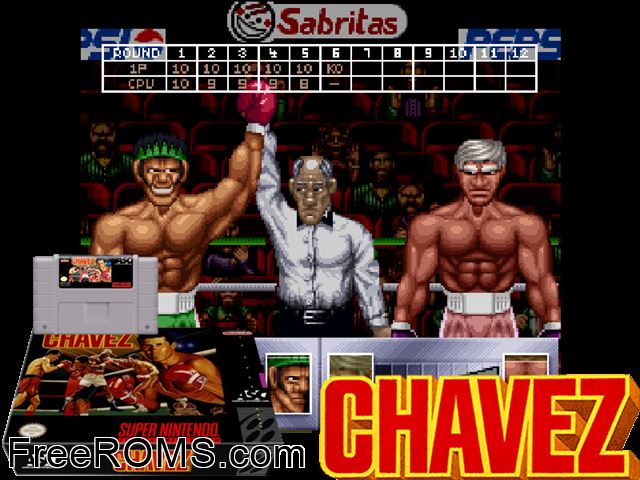 Chavez SNES game showing 3D box cover and gameplay screenshot