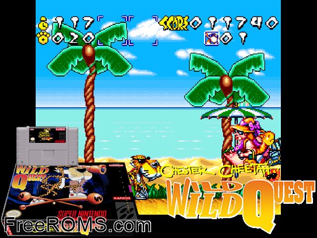 Chester Cheetah - Wild Wild Quest SNES game showing 3D box cover and gameplay screenshot