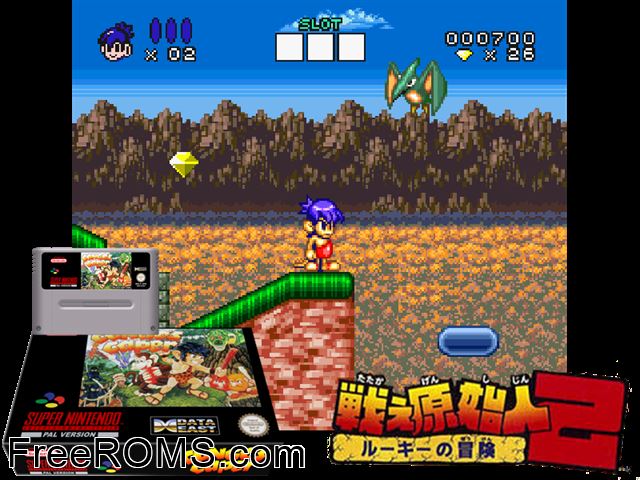 Congo's Caper SNES game showing 3D box cover and gameplay screenshot