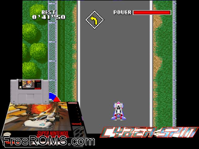 Cyber Spin SNES game showing 3D box cover and gameplay screenshot