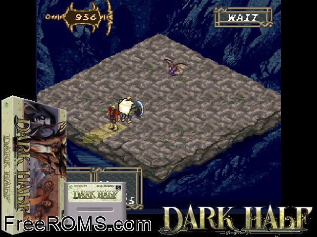Dark Half SNES game showing 3D box cover and gameplay screenshot