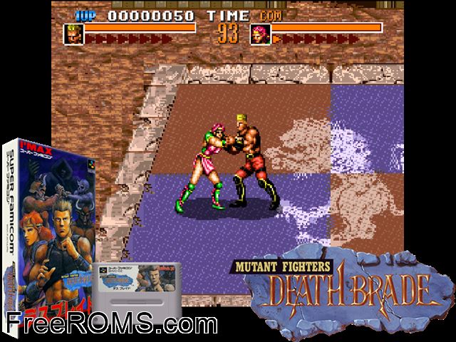 Death Brade SNES game showing 3D box cover and gameplay screenshot