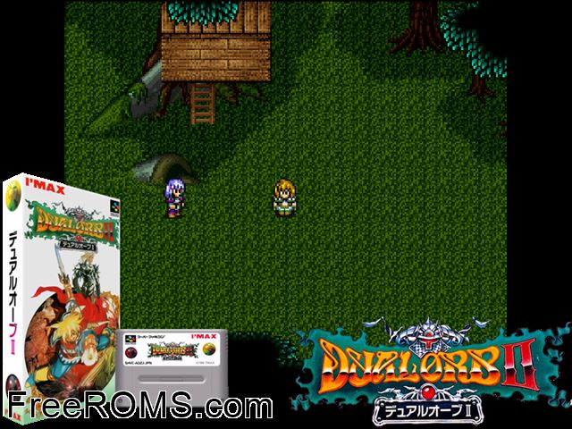 Dual Orb II SNES game showing 3D box cover and gameplay screenshot