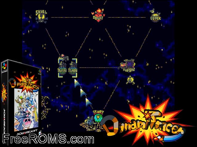 Dynami Tracer SNES game showing 3D box cover and gameplay screenshot