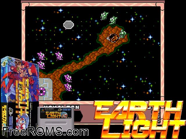 Earth Light SNES game showing 3D box cover and gameplay screenshot