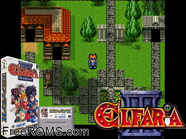 Elfaria II - The Quest of the Meld SNES game showing 3D box cover and gameplay screenshot