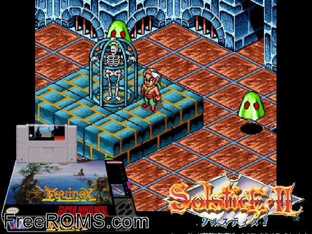 Equinox SNES game showing 3D box cover and gameplay screenshot