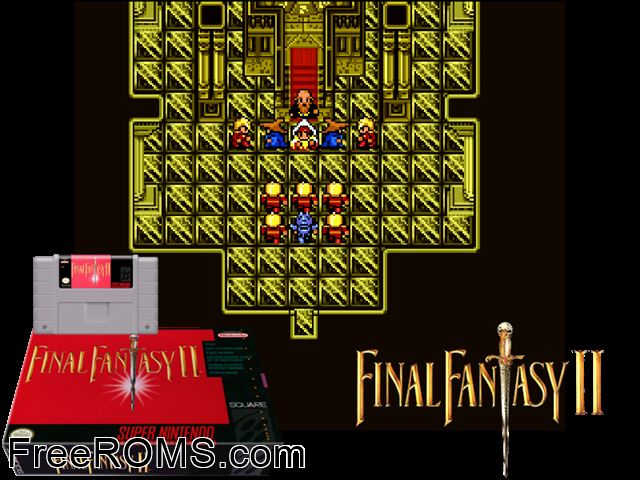 Final Fantasy II SNES game showing 3D box cover and gameplay screenshot
