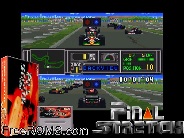 Final Stretch SNES game showing 3D box cover and gameplay screenshot