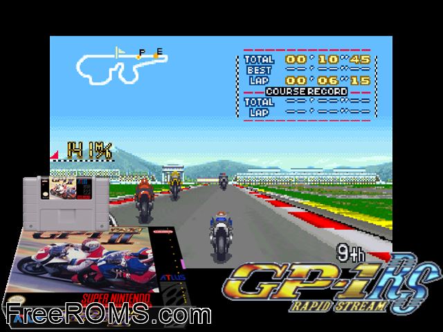 GP-1 Part II SNES game showing 3D box cover and gameplay screenshot