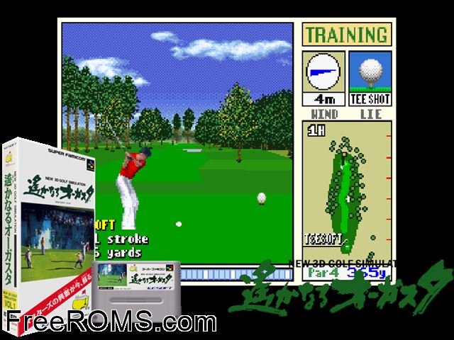 Harukanaru Augusta SNES game showing 3D box cover and gameplay screenshot