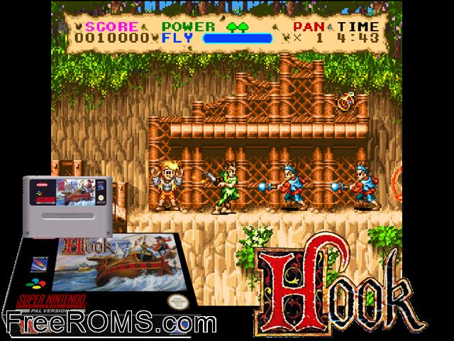 Hook SNES game showing 3D box cover and gameplay screenshot