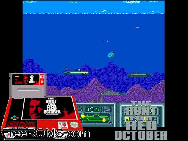Hunt for Red October, The SNES game showing 3D box cover and gameplay screenshot