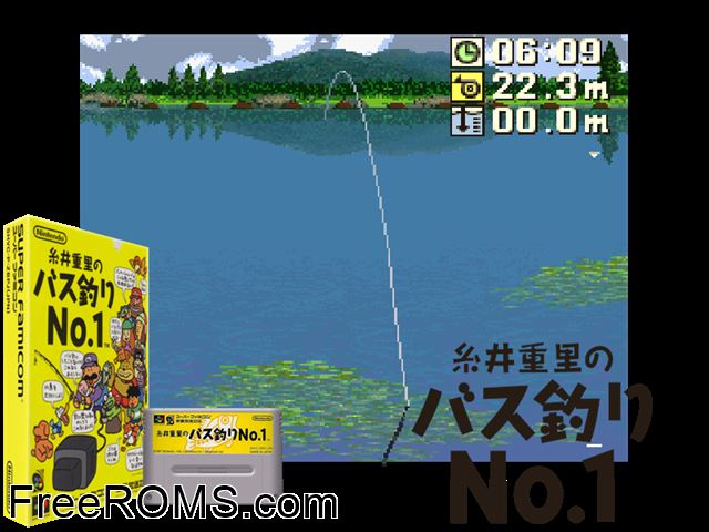 Itoi Shigesato no Bass Tsuri No.1 SNES game showing 3D box cover and gameplay screenshot