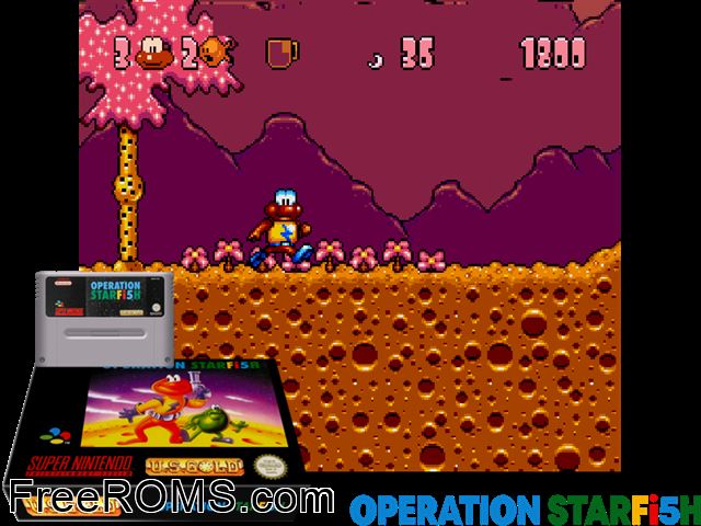 James Pond 3 - Operation Starfish SNES game showing 3D box cover and gameplay screenshot