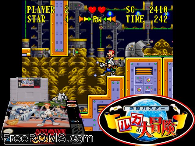 Jetsons, The - Invasion of the Planet Pirates SNES game showing 3D box cover and gameplay screenshot