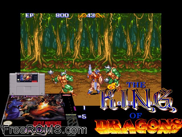 King of Dragons, The SNES game showing 3D box cover and gameplay screenshot