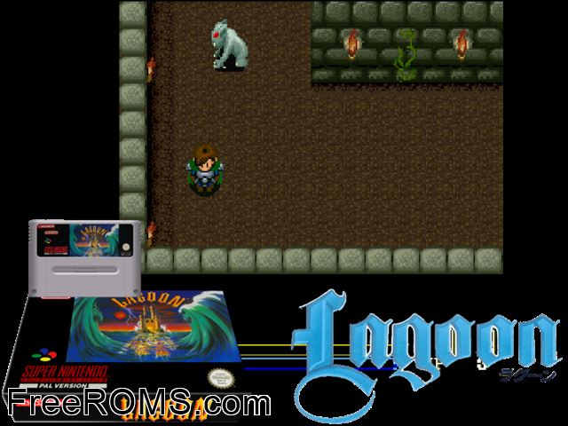 Lagoon SNES game showing 3D box cover and gameplay screenshot
