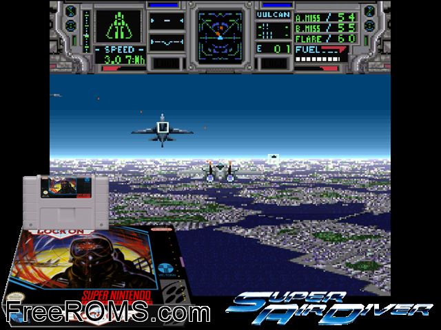 Lock On SNES game showing 3D box cover and gameplay screenshot
