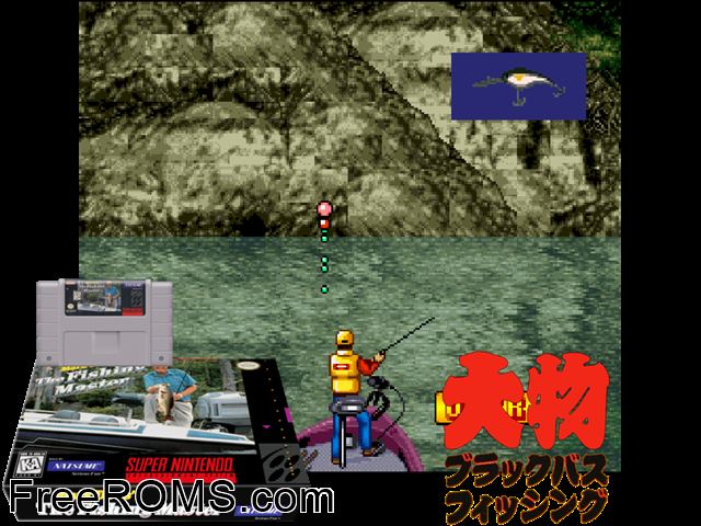 Mark Davis' The Fishing Master SNES game showing 3D box cover and gameplay screenshot