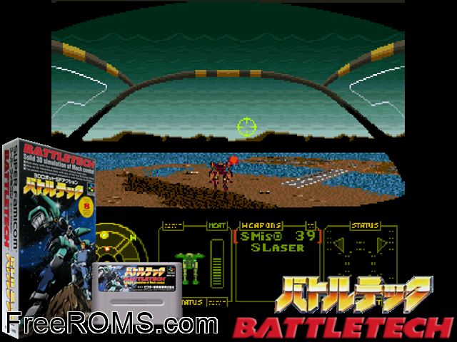 Mechwarrior SNES game showing 3D box cover and gameplay screenshot