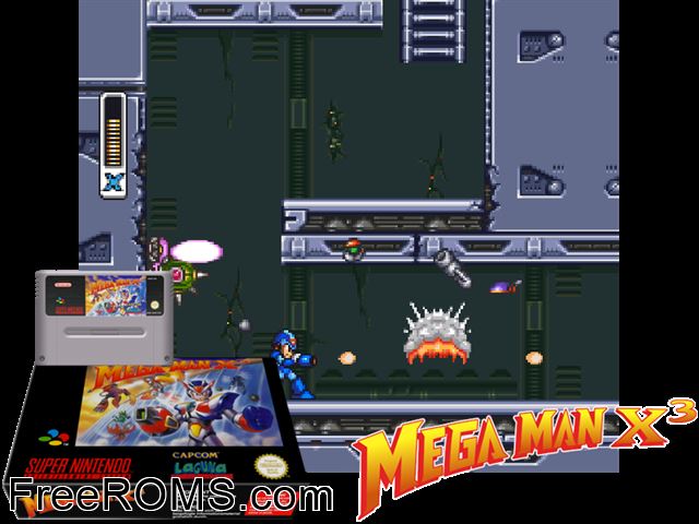 Mega Man X 3 SNES game showing 3D box cover and gameplay screenshot