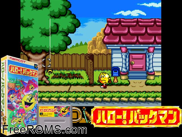 Pac-Man 2 - The New Adventures SNES game showing 3D box cover and gameplay screenshot