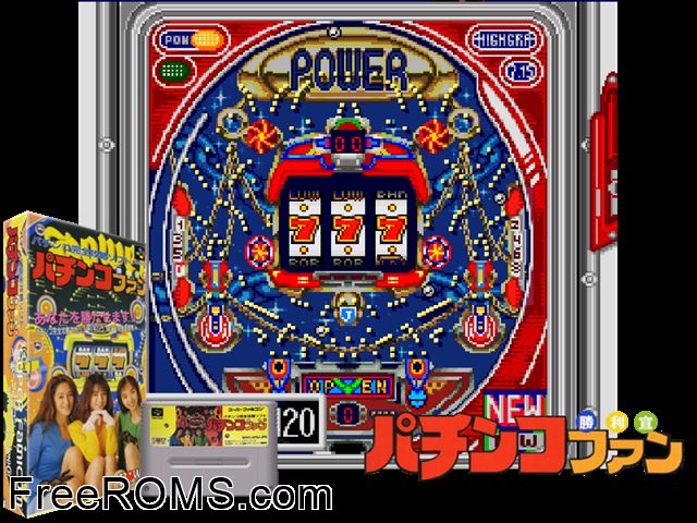 Pachinko Fan - Shouri Sengen SNES game showing 3D box cover and gameplay screenshot